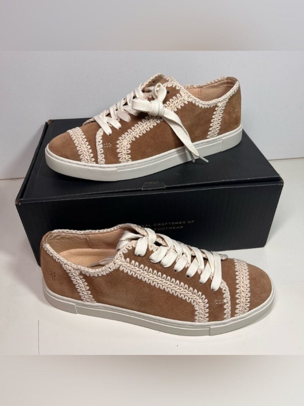Frye Ivy Crochet Low Lace Up Leather Sneakers